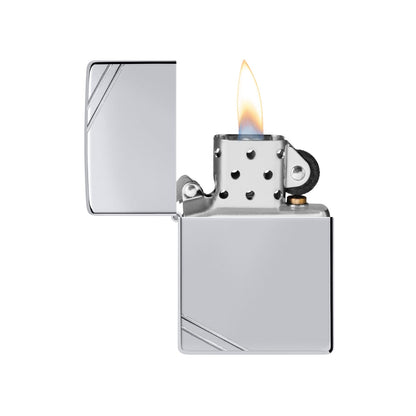 Zippo Vintage High Polish Chrome with Slashes Pocket Lighter