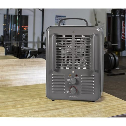 Comfort Zone Milkhouse Style Utility Space Heater with Adjustable Thermostat, Electric, Portable, 3-Prong Plug, Overheat Protection, & Tip-Over Switch, Ideal for Garage or Workshop, 1,500W, CZ798GR3