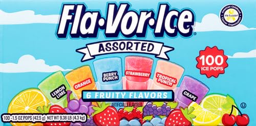 Fla-Vor-Ice Popsicle Variety Pack of 1.5 Oz Freezer Bars, Assorted Flavors, 100 Count