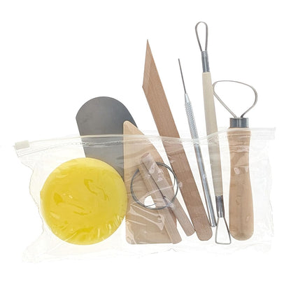 SE Pottery and Clay Carving Tool Set with Wooden Handles- Pottery Kit for Beginners- Clay Sculpting Set of 8 Pcs - 4PT8