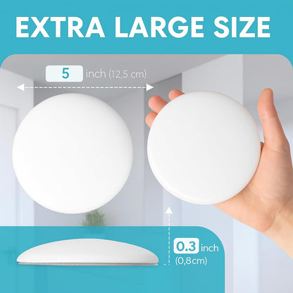 Strongest Home Wall & Door Handle Stopper 5" Set of 3 Pieces White Rubber Door Knob, Round Wall Shield Cushion, Quiet Wall Protector for Door Handle, Guard Door Bumper, Self Adhesive