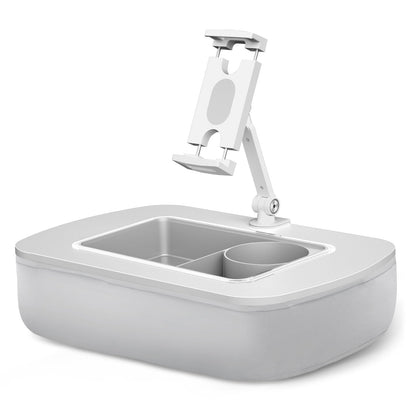 ERGONOV Tablet Stand Pillow with Snack Bowl, iPad Lap Holder for Hands-Free Reading and Relaxation on Bed,Couch,Recliner, 360° Rotating Clip for 4.7-13" Kindle,eBook,Tablet,iPhone (Light Gray)