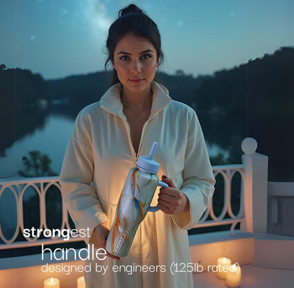 Coldest Tumbler with Handle and Straw - 100% Leak Proof Insulated Tumbler with Lid and Straw (3 Lids) - Stainless Steel Tumblers for Women & Men - Cup Holder Friendly Base, 36 oz (Stealth Black)