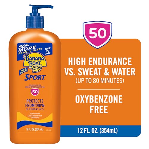 Banana Boat Sport Ultra SPF 50 Sunscreen Lotion, 12oz | Banana Boat Sunscreen SPF 50 Lotion, Oxybenzone-Free, Sunblock, Family Size, 12oz (Pack of 1)