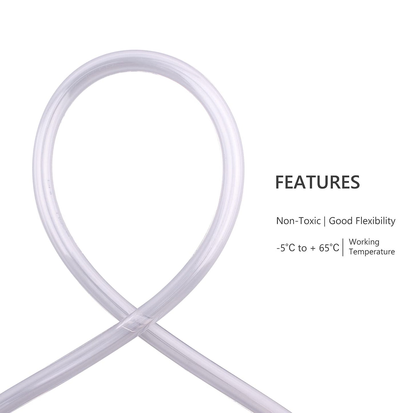 DERNORD PVC Tubing 1/4"ID X 3/8"OD Flexible Clear Vinyl Hose 10 Feet for Food Grade