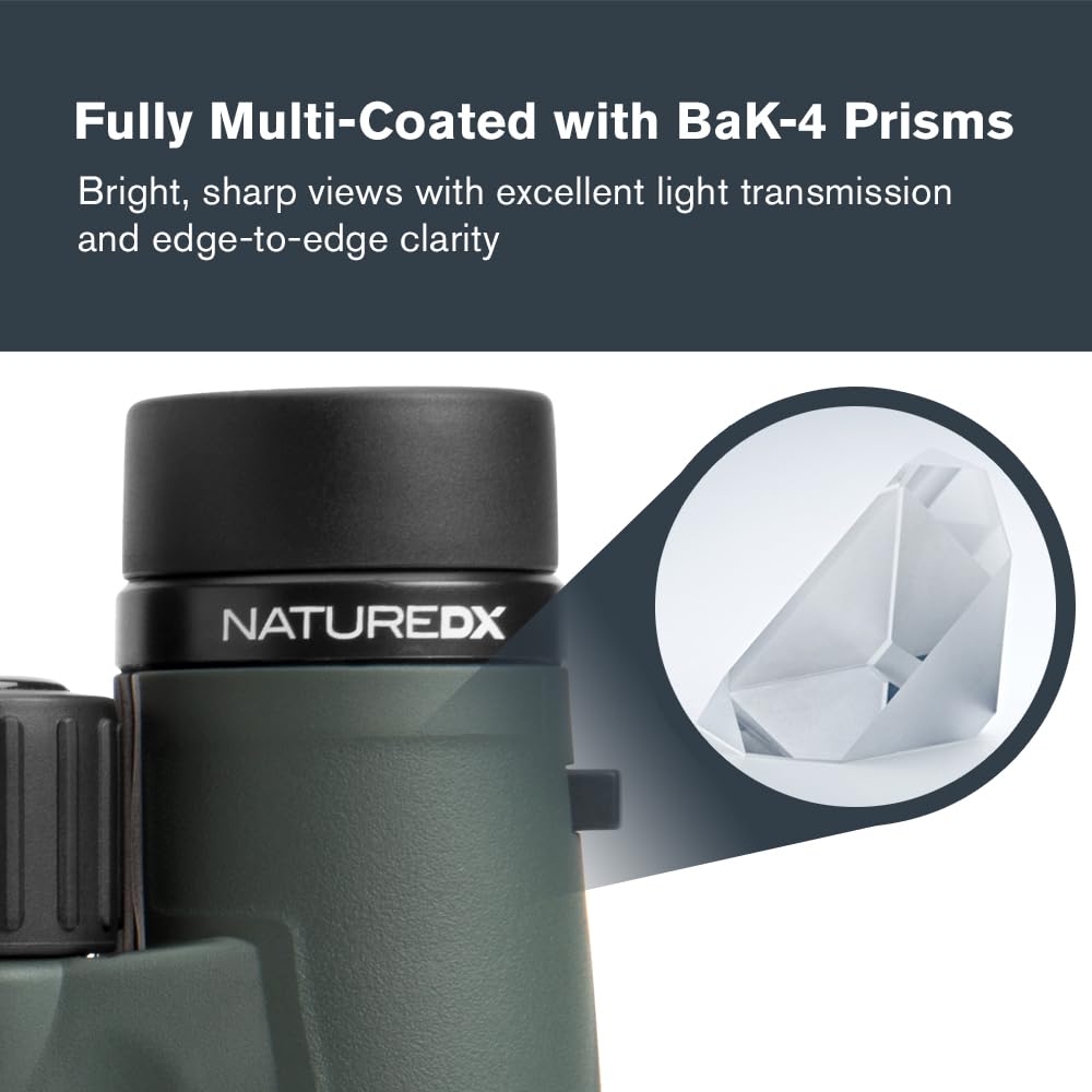 Celestron - Nature DX 8x42 Binoculars – Ideal for Birding and Outdoors – 42mm Objective Lenses – Wide 7.4° Field of View – BaK-4 Prisms – Fully Multi-Coated – Waterproof and Fogproof