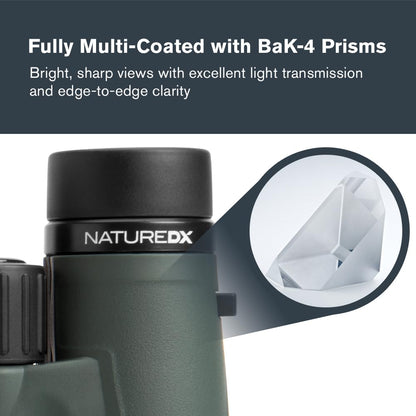 Celestron - Nature DX 8x42 Binoculars – Ideal for Birding and Outdoors – 42mm Objective Lenses – Wide 7.4° Field of View – BaK-4 Prisms – Fully Multi-Coated – Waterproof and Fogproof