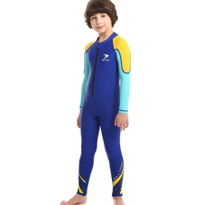 ZCCO Kids Wetsuit,2.5mm Neoprene Diving Suit for Teens,Full Body Swimsuit for Boys and Girls,Long Sleeve One Piece Wet Suit Perfect for Swimming, Surfing, and Water Sports (Bright Blue, L)