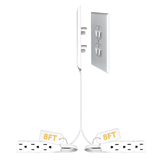 Sleek Socket Original & Patented Ultra-Thin Outlet Concealer With Cord Kit, Flat Extension With Multi Outlets Power Strip, Ideal for Home Improvement, Hide Bulky and Messy Cords