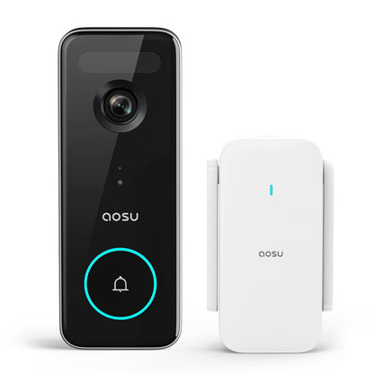 AOSU Doorbell Camera Wireless, 5MP Ultra HD, Support Local Storage, 2.4/5 GHz WiFi Video Doorbell with Homebase, Battery/Wired Powered, Work with Alexa & Google Assistant
