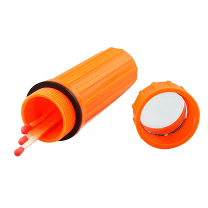 SE 3-IN-1 Orange Waterproof Match Storage Box with Signaling Mirror and Firestarter Flint - CCH6-1