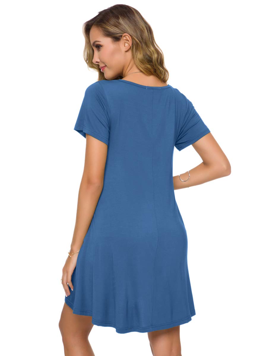 ZENNILO Plus Size Casual T Shirt Dresses for Women Flowy Swing Tunic Dress Pockets