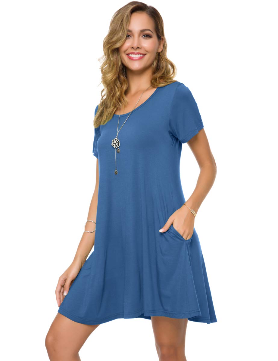 ZENNILO Plus Size Casual T Shirt Dresses for Women Flowy Swing Tunic Dress Pockets