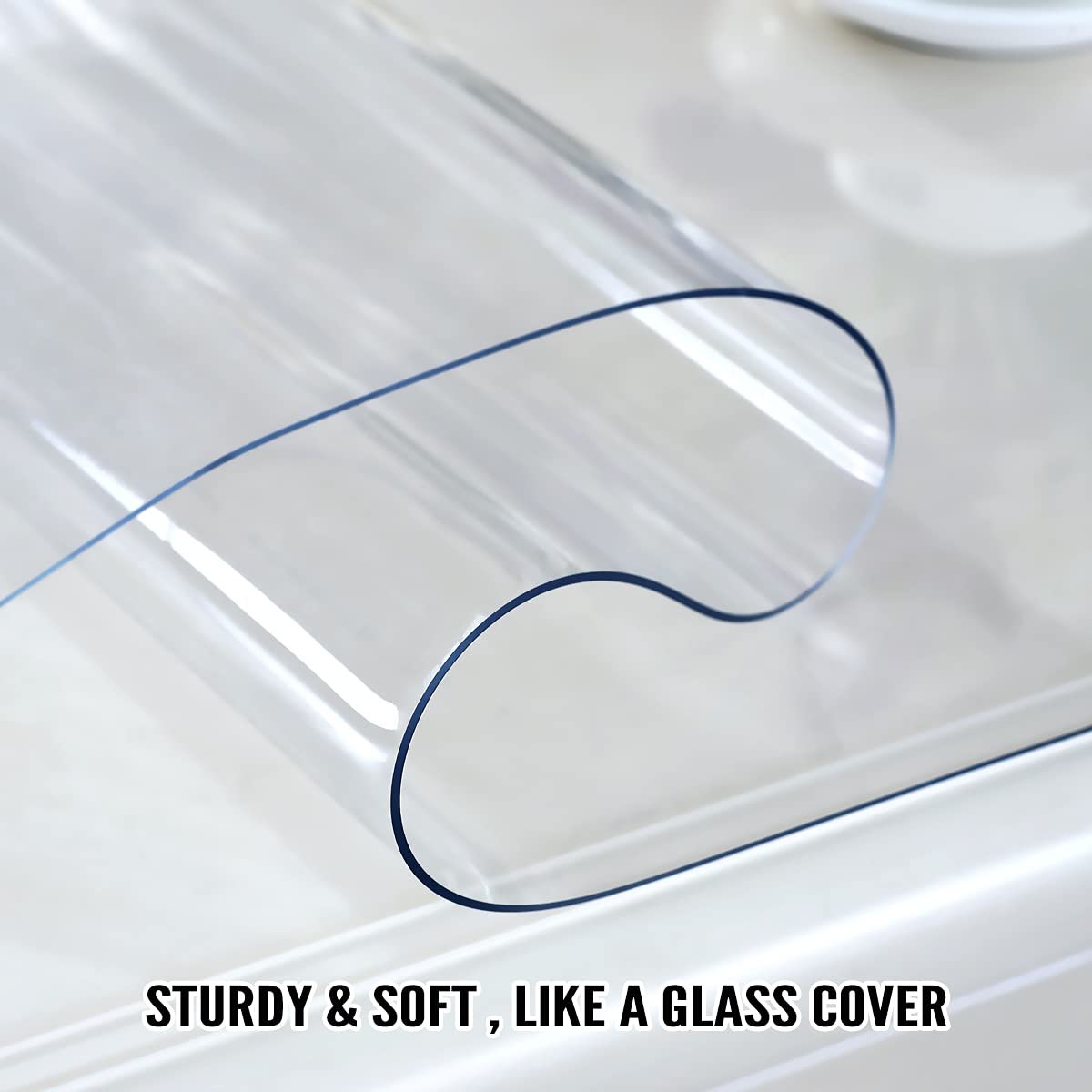 Royhom Clear Table Cover Protector 20 x 72 Inch, 2mm Thick Clear Plastic Table Cover Protector, PVC Desk Mat, Easy to Clean, Waterproof Tablecloth for Kitchen, Dinning Room