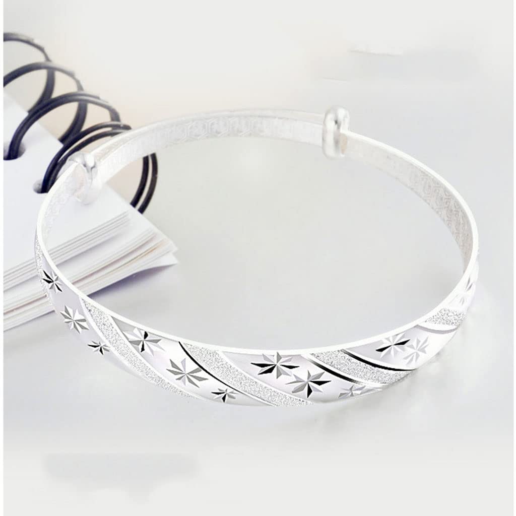 Sterling Silver Bangle Bracelets for Women, Handmade Bracelet for Women, Birthday Gifts for Women, Mom Gifts (Silver-9)