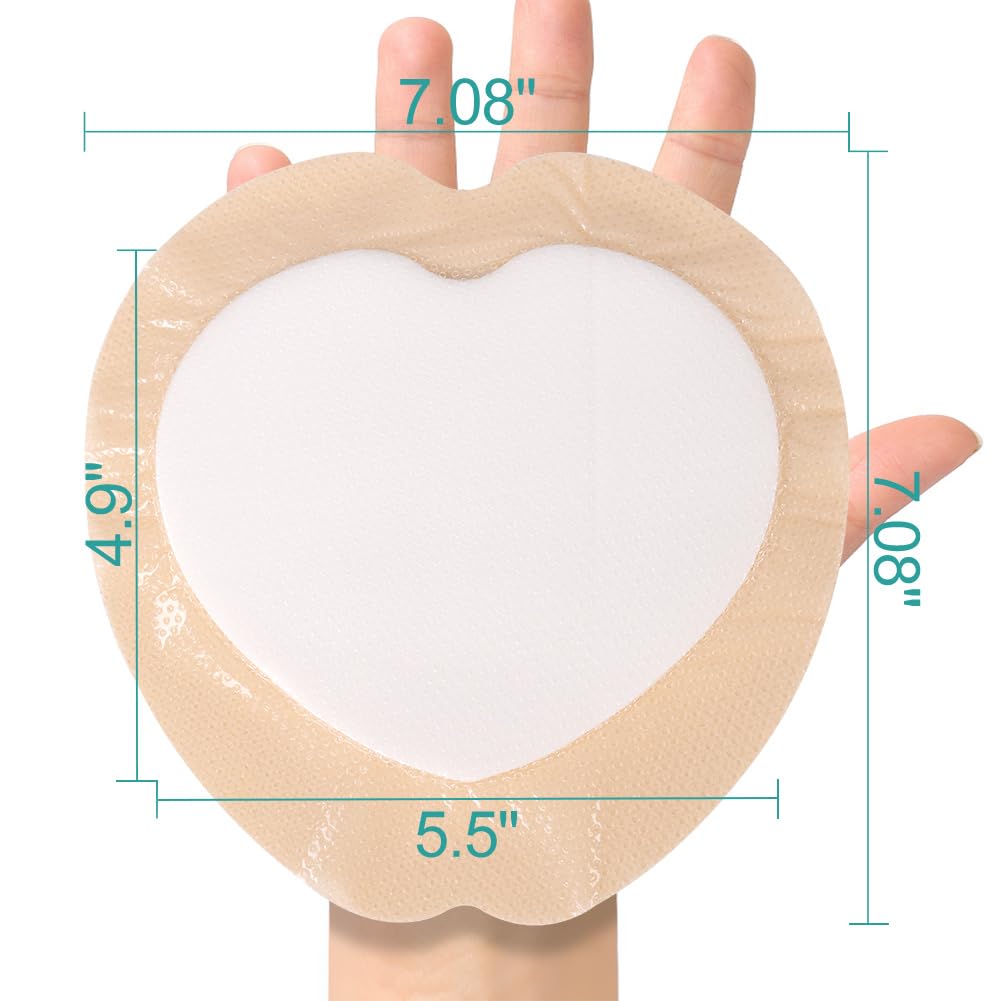 Dimora Wound Dressing Sacrum Foam Bandages Silicone Adhesive Border 7.08"x7.08" Waterproof Sacral Pads Absorbent Breathable Bed Sore Pressure Dressing