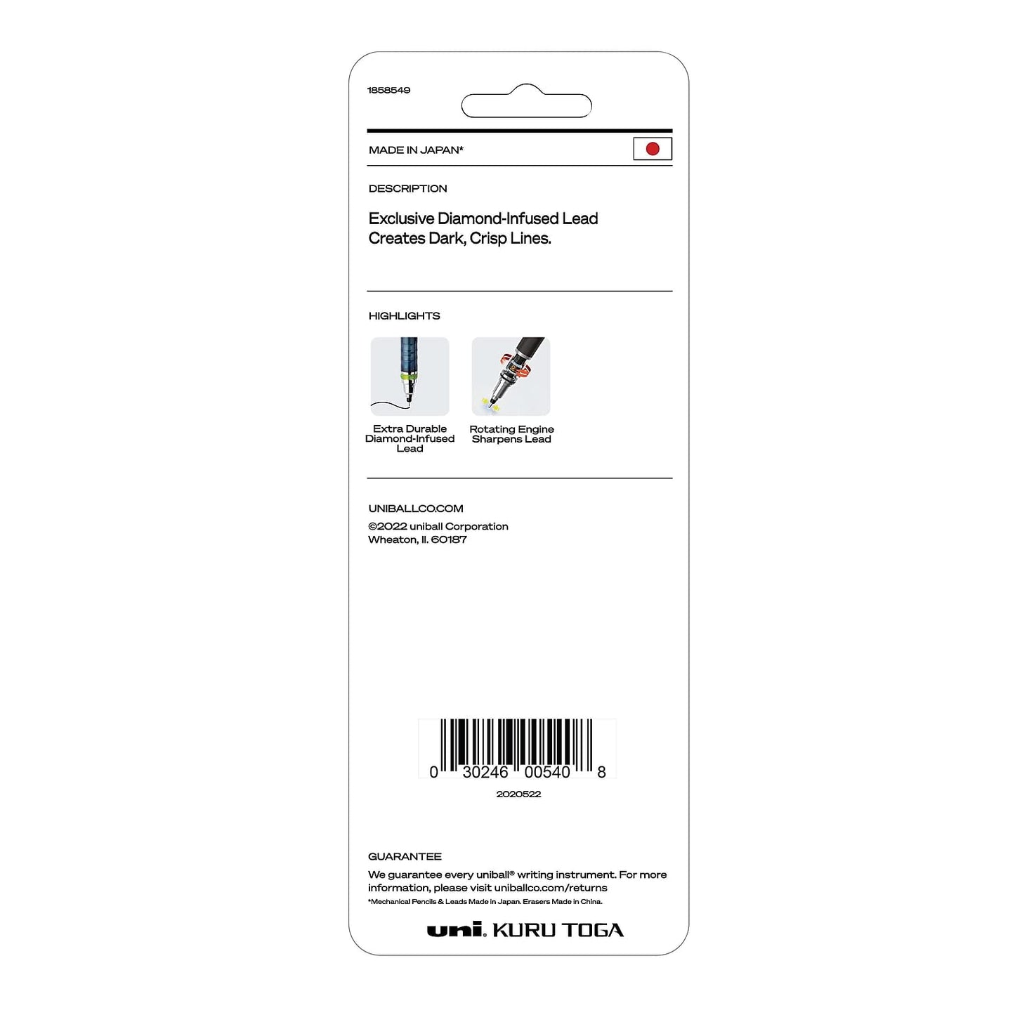 uni-ball Kuru Toga Mechanical Pencil with 0.7 mm Lead Refills & Pencil Erasers, HB #2