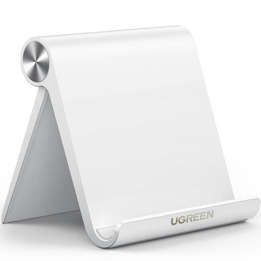 UGREEN Tablet Stand Holder Adjustable Portable Desktop Dock Office Compatible with iPad Pro 11 9.7 10.5 Air Mini 5 4 3 2 iPhone 17 16 15 14 13 12 White