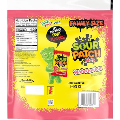 SOUR PATCH KIDS Watermelon Soft & Chewy Candy, Family Size, Bulk Candy, 1.8 lb