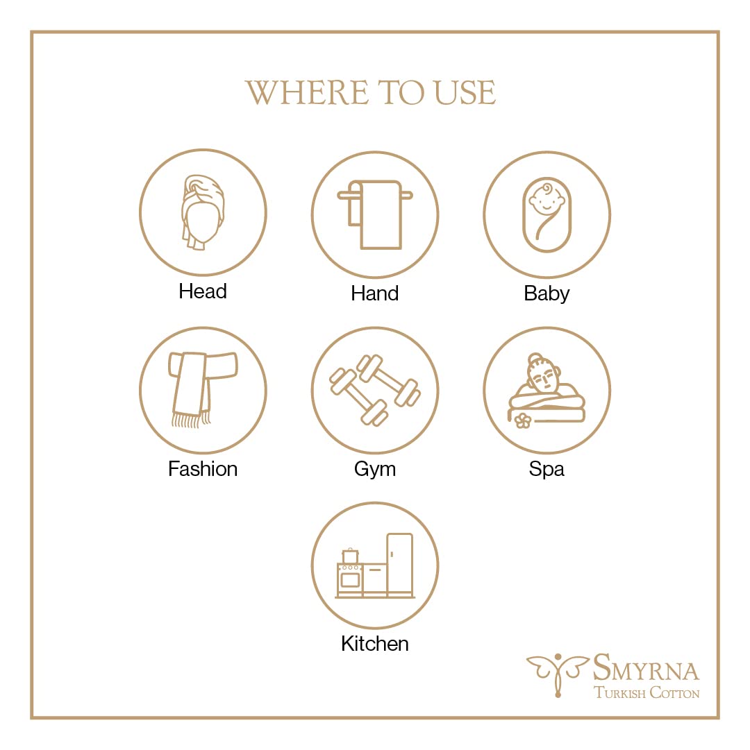 SMYRNA TURKISH COTTON Herringbone Series Turkish Hand Towels Set of 2, 16x40 inch, Decorative Turkish Hand Towels for Bathroom, Kitchen, Face, Hair, Tea, Yoga, Gym, Dishcloth Set of 2, Latte