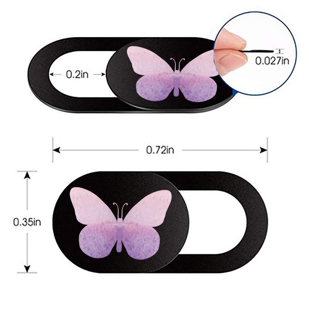 Webcam Cover Slide 6 Packs Ultra-Thin Camera Covers for Computer Laptop Desktop Smartphone to Protect Your Privacy and Security, Butterfly