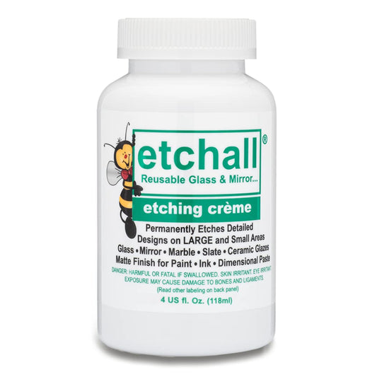 etchall Etching Cream (4oz) for Glass, Mirrors, Ceramics, Porcelain, Marble, and Slate - for Makers, Creators, Crafters, DIY'ers of All Ages & Experience Levels, Smooth Formula and Fast Acting