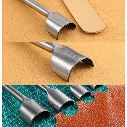 Caydo 8 Pieces Leather Tools Craft Half-Round Cutter Punch for Crafting Strap Belt, Wallet and Bag, 5-40 mm
