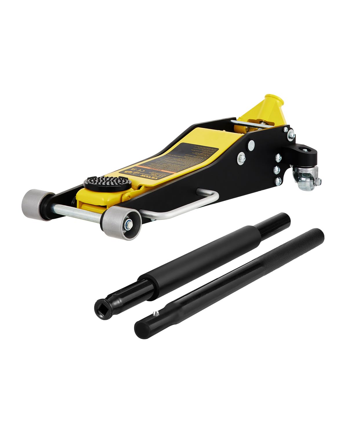 VEVOR 3 Ton Low Profile , Aluminum and Steel Racing Floor Jack with Dual Pistons Quick Lift Pump for Sport Utility Vehicle, Lifting Range 3-6/11"-19-11/16", yellow,black