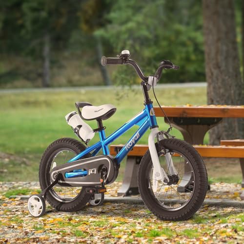 Royalbaby Kids Bike Boys Girls Freestyle BMX Bicycle with Training Wheels Kickstand Gifts for Children Bikes 16 Inch Blue