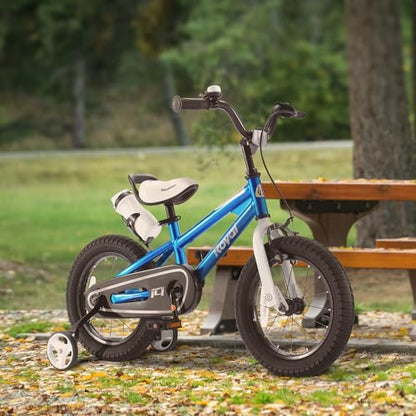 Royalbaby Kids Bike Boys Girls Freestyle BMX Bicycle with Training Wheels Kickstand Gifts for Children Bikes 16 Inch Blue