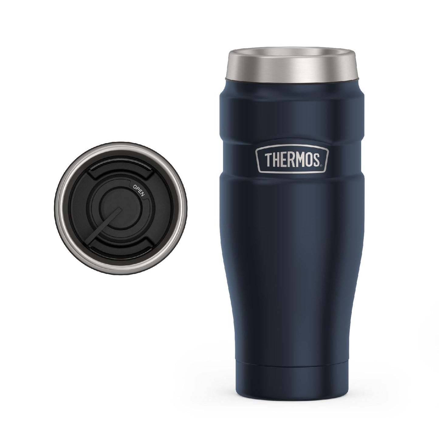 THERMOS Stainless King Vacuum-Insulated Travel Tumbler, 16 Ounce, Midnight Blue