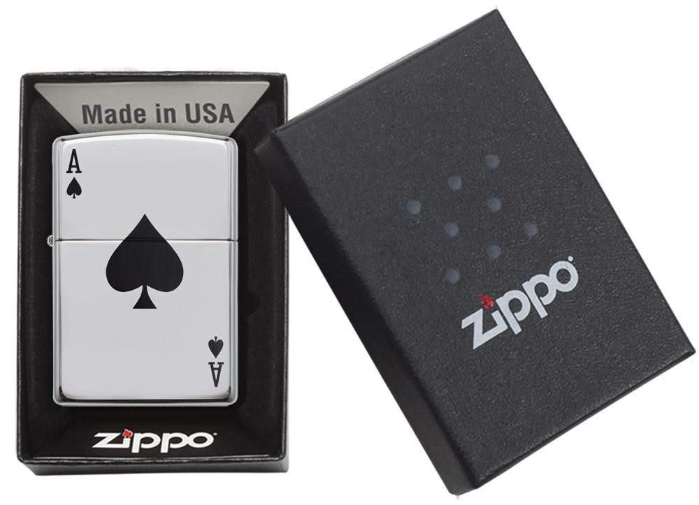 Zippo 24011 Ace of Spades Pocket Lighter, High Polish Chrome