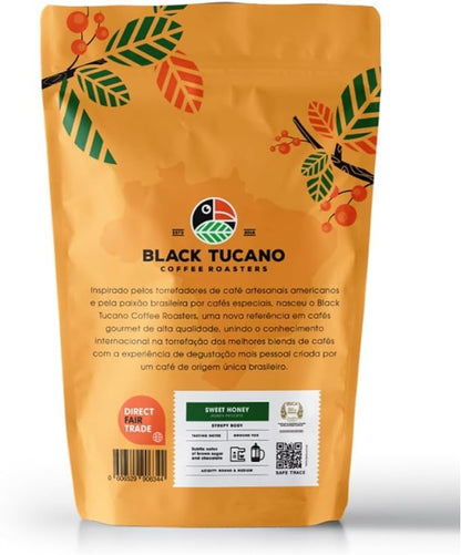 Black Tucano Specialty Brazilian Whole Beans - Medium Roast Honey Coffee - 8.8 Ounces (250 Gr)