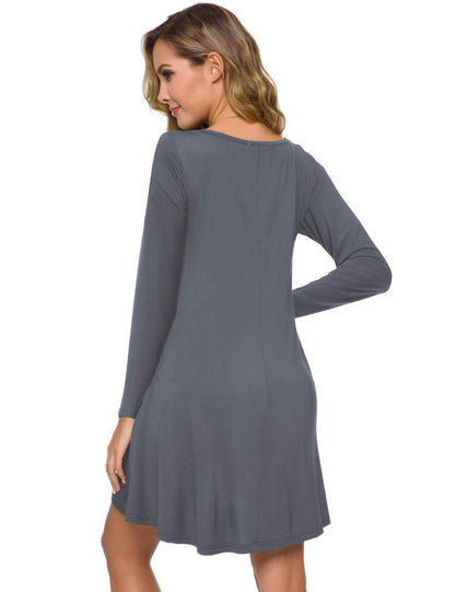 ZENNILO Women's Loose Fit Casual Swing T-Shirt Dress with Pockets(Deep Gray,2X)