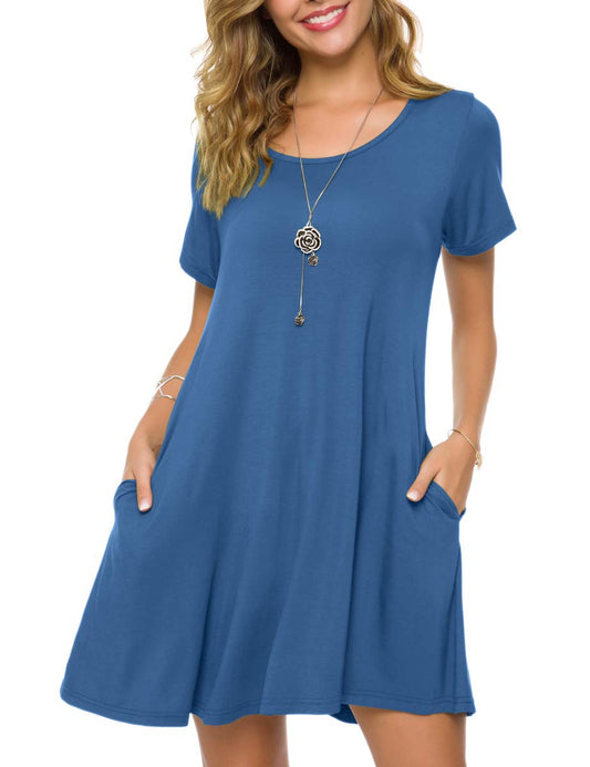 ZENNILO Plus Size Casual T Shirt Dresses for Women Flowy Swing Tunic Dress Pockets