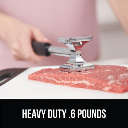 GORILLA GRIP Patented Dual-Sided Meat Tenderizer, Heavy Duty Kitchen Mallet with Soft Handle, Spiked Side Tenderizes and Smooth Flattens, Maximize Food Flavor, Commercial Grade Chicken Pounder, Black