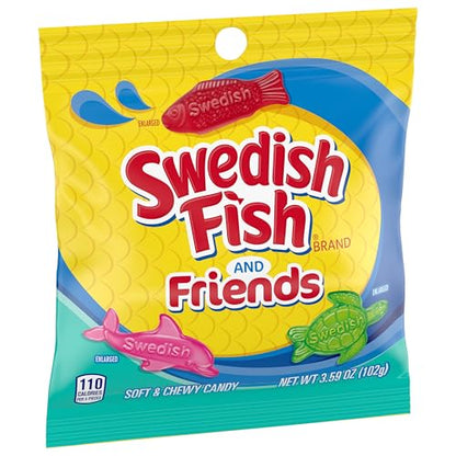 SWEDISH FISH and Friends Soft & Chewy Candy, Bulk Candy, 12-3.59 oz Bags