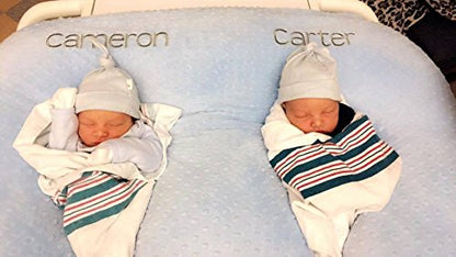 Twin Z Pillow Blue - Breastfeeding, Bottlefeeding, Tummy Time, Reflux, Support and Pregnancy! No Foam! The Ultimate Baby Essentials! The Best in Twins Baby Gear!