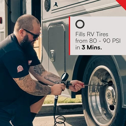 VIAIR 450P-RV Automatic Portable Air Compressor Kit - 150 PSI for RV, Truck, Jeep and SUV Tires - RV Accessories with 1.80 CFM, Silver