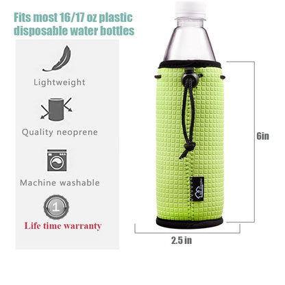 WKieason Neoprene Water Bottle Sleeves Insulators Beverage Bottle Can Sleeves Covers 16 17 18 oz Beer Bottle Sleeves Coolers Holder Non-slip Neoprene Bottle Coolier Sleeves (Neon Green/Orange/Grey)
