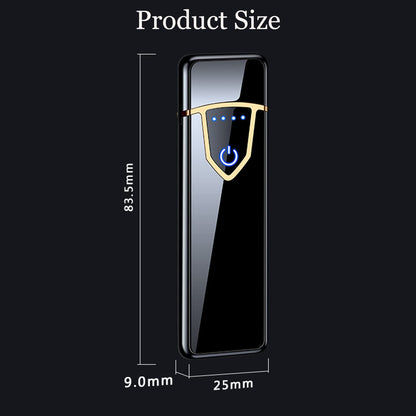 Electronic Lighter, Electric USB Lighter Windproof Rechargeable Slim Coil Lighter with Smart Fingerprint Sensor Double Side Ignition,Creative Power Indicator Flameless Boyfriends Gifts(Gold)