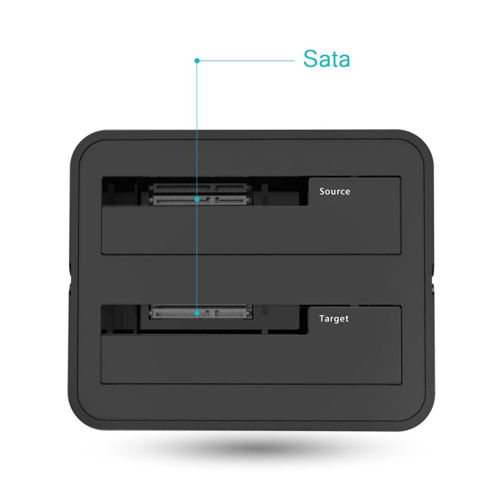 WAVLINK USB 3.0 and USB C to SATA Dual-Bay External Hard Drive Docking Station for 2.5/3.5 Inch HDD/SSD with UASP (6Gbps), Support Offline Clone/Duplicator Function [16TB X2 ]-Black