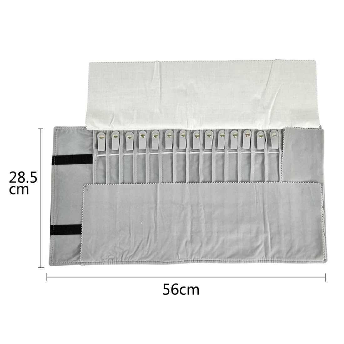 SCIKHEFT Portable Jewelry Roll Untangled Secure Necklace Travel Storage Bag Displays Holder 16 Chain (Black and Gray)