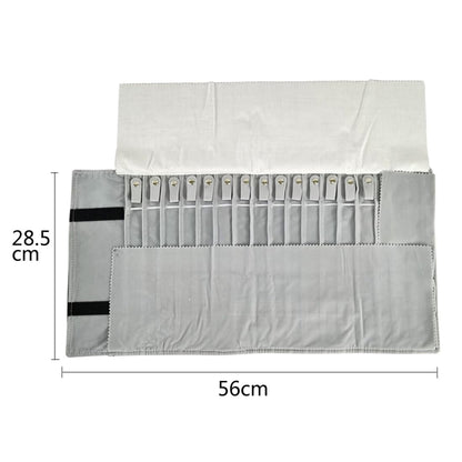 SCIKHEFT Portable Jewelry Roll Untangled Secure Necklace Travel Storage Bag Displays Holder 16 Chain (Black and Gray)