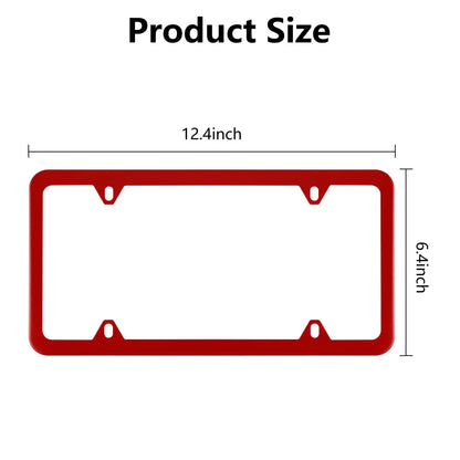 alpmosn 2PCS Stainless Steel License Plate Frames, 4 Holes Car Licence Plate Covers with Screws Washers and Caps, Car Exterior Accessories, License Plate Holder for US Vehicles (Red)