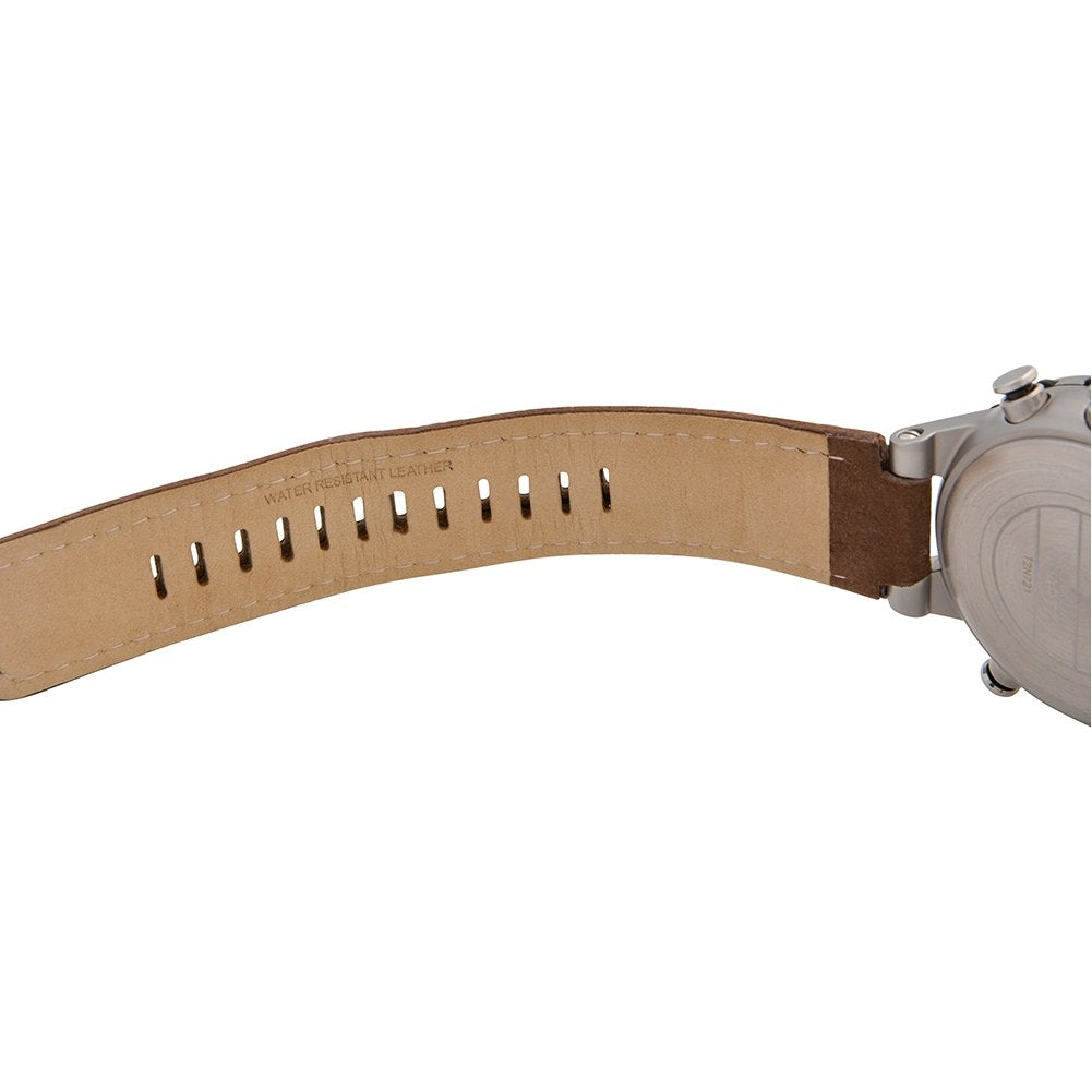Timex Men's T2N721 Intelligent Quartz Compass Tide Temperature Silver Case Brown Strap Watch