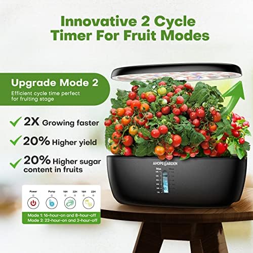 Ahopegarden Indoor Garden Hydroponics Growing System: 12 Pods Plant Germination Kit Garden Kit Growth Lamp Countertop with LED Grow Light Hydrophonic Planter Grower Harvest Vegetable Lettuce