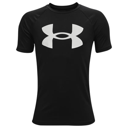 Under Armour Boys Tech Big Logo Short Sleeve T-Shirt , Black (001)/White , Small