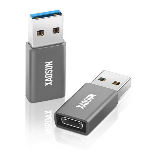 XAOSUN [10Gbps] USB C Female to USB Male Adapter (2-Pack), 3.1 USB A to C Adapter, One-Sided SuperSpeed Data Sync & 100W Fast Charging for iPhone 15 Plus Pro Max, Laptop, Charger, Quest Link, etc.