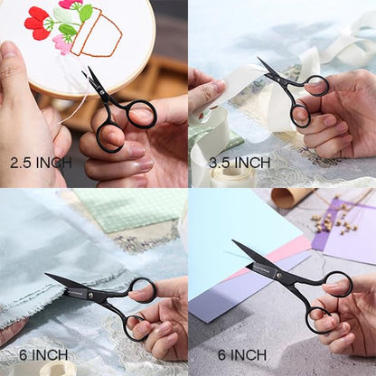 Small Embroidery Scissors: Small Sharp Scissors, Little Straight Stainless Steel Pointed Tip Precision Cutting Details Thread Yarn for Quilting Knitting Cross Stitch, 3.5 Inch Black